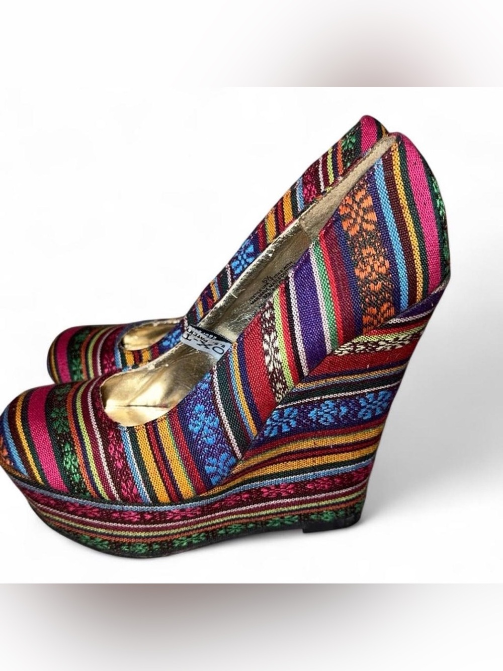 Mossimo Supply Co. Multicolor Striped Ethnic Wedge Heels